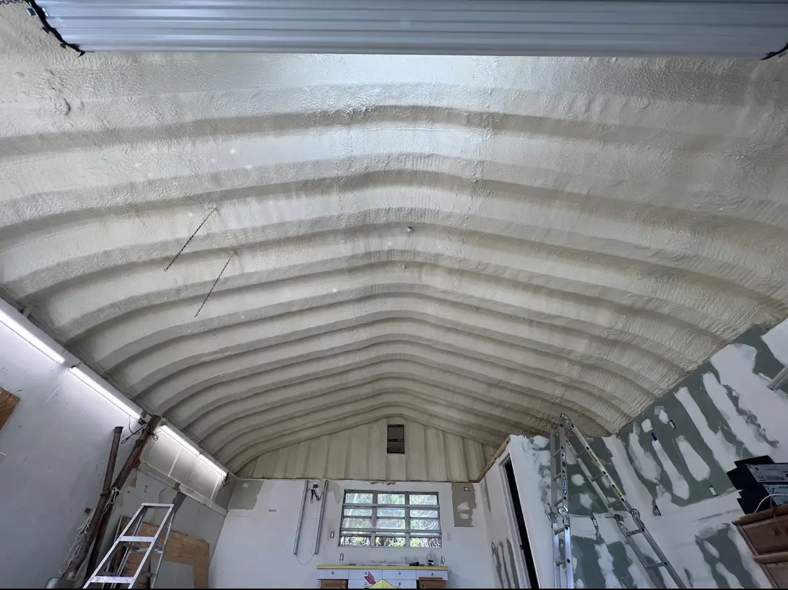 Spray polyurethane foam applied to the underside of a metal roof deck in Lower Nazareth